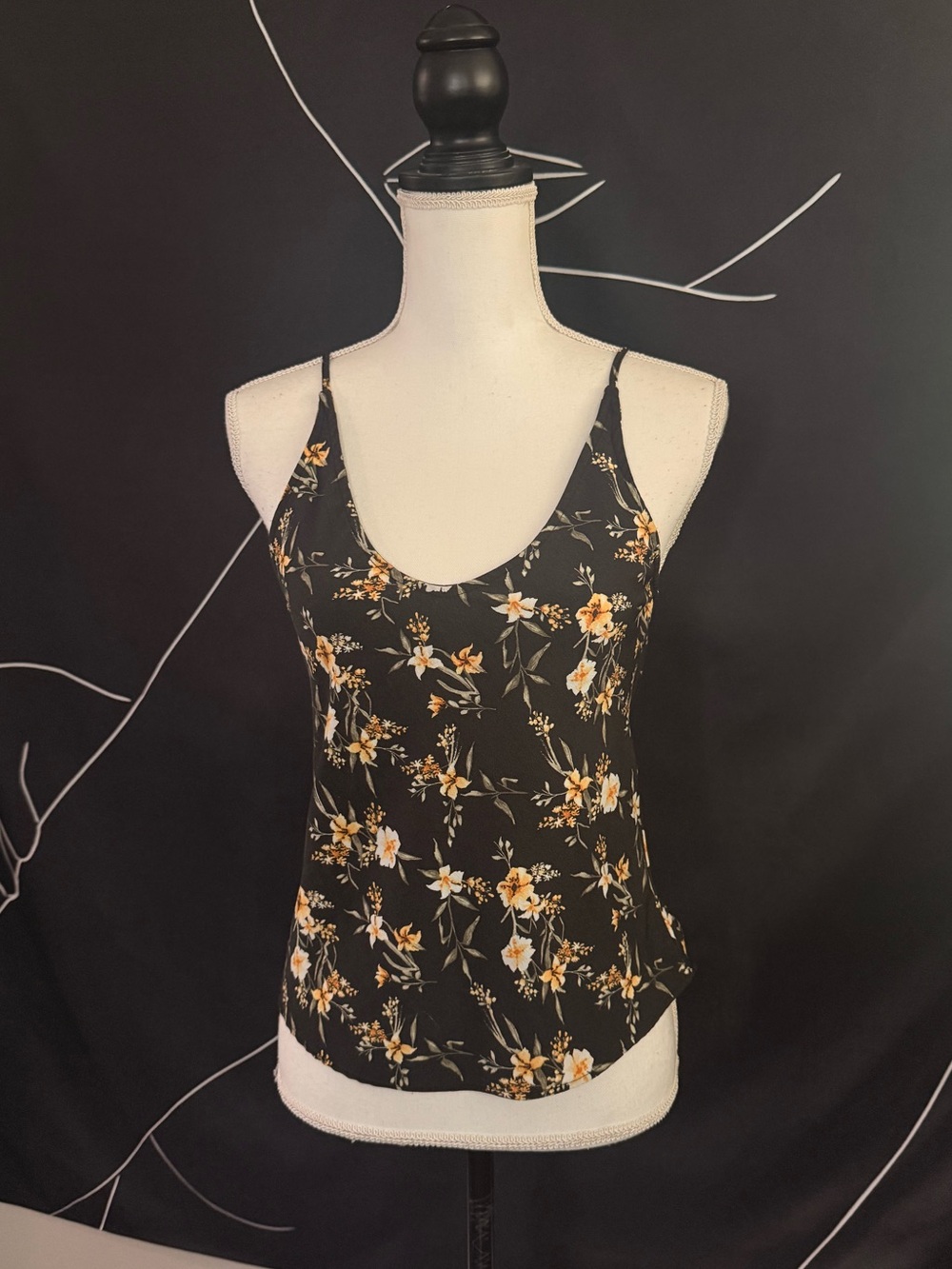 Abercrombie & Fitch Black Floral Spaghetti Strap Cami